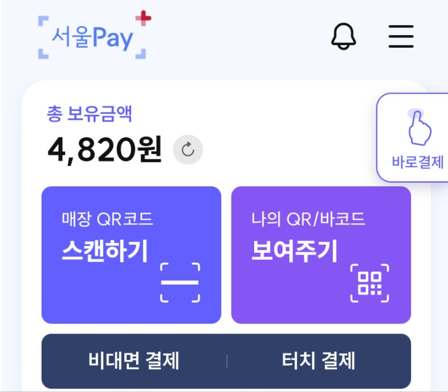 서울페이플러스(Seoul Pay+) 앱 화면