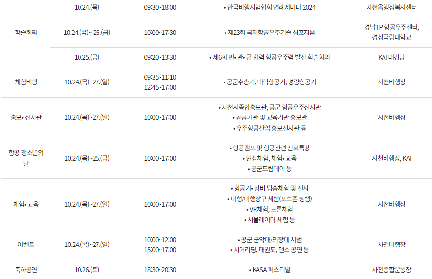 사천 에어쇼 전체 일정 2