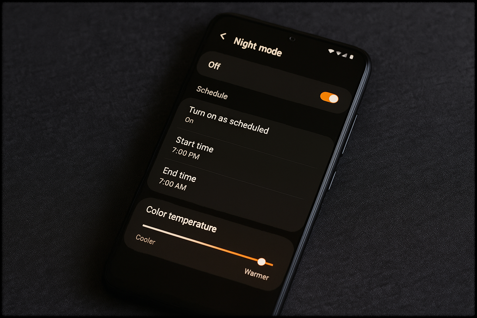 스마트폰 야간모드 설정 화면