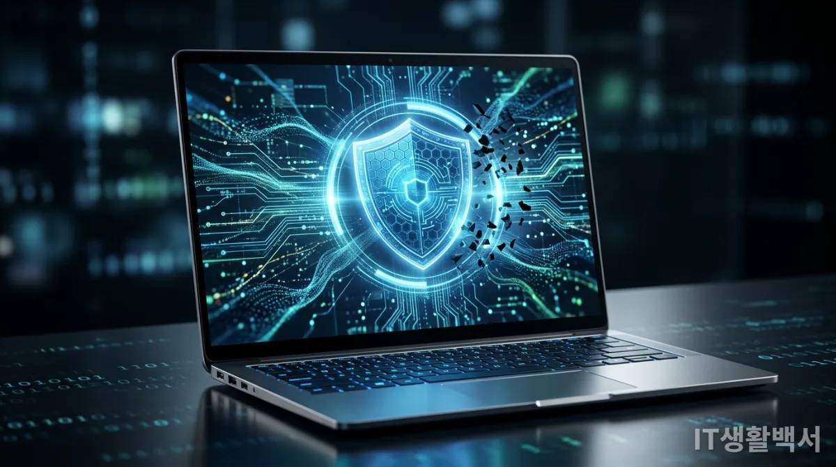 AI PC 화면에 표시된 데이터 보안 기능과 보호막 아이콘