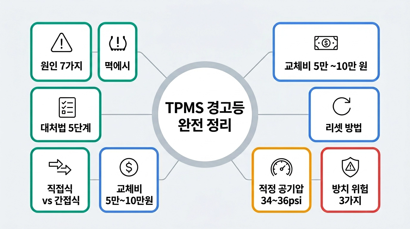 TPMS 경고등 원인 7가지와 대처법 총정리 인포그래픽
