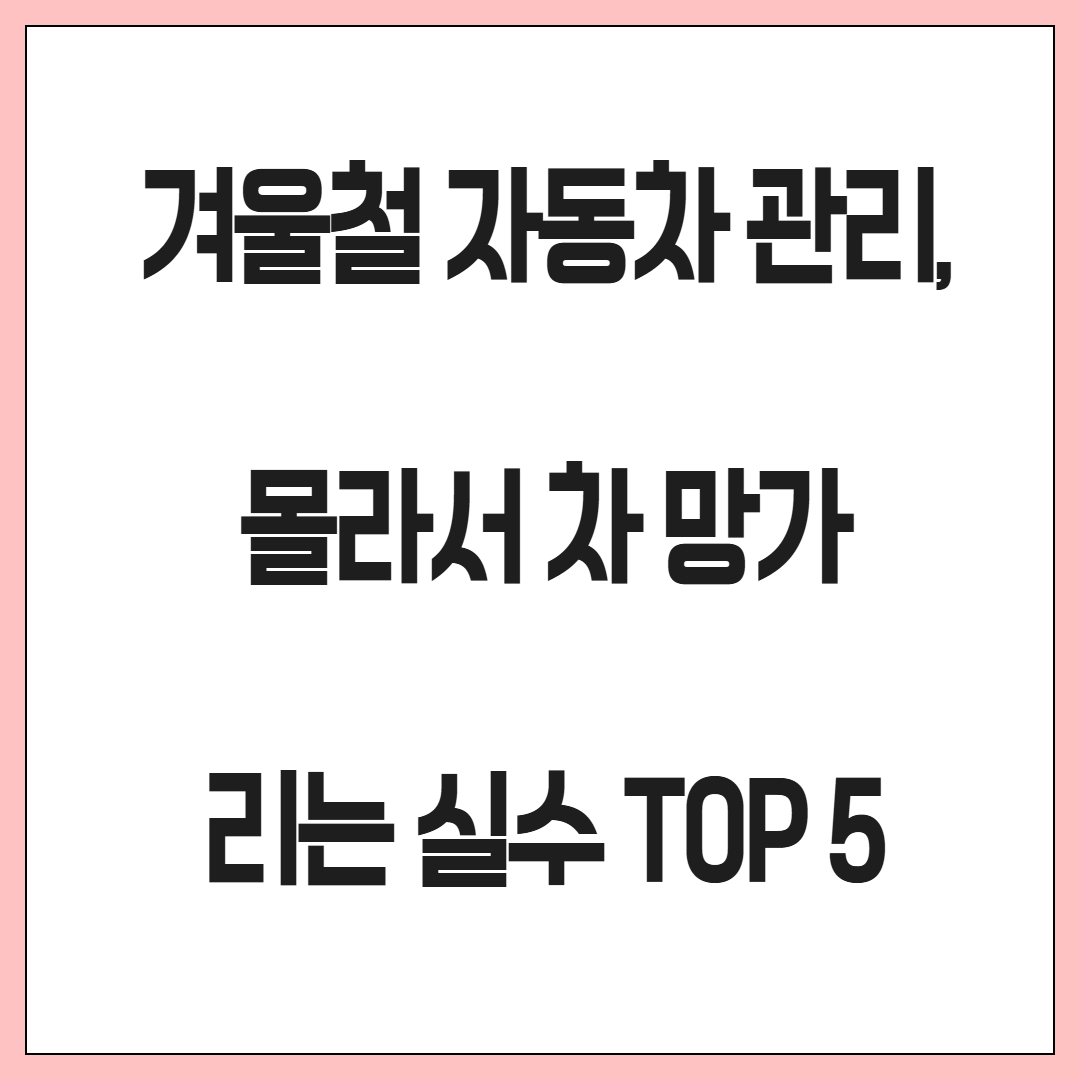 겨울철 자동차 관리