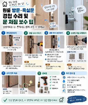 문 경첩 수리 및 문 처짐 보수 팁