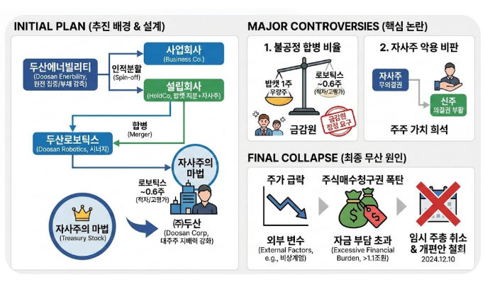두산의 불합리한 인적분할과 사회적 이슈, 무산