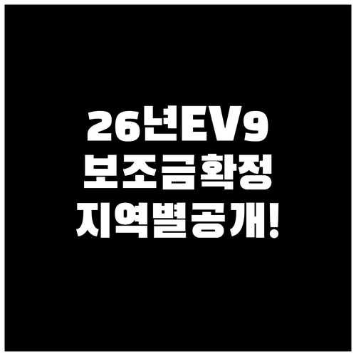 2026년 EV9 전기차 보조금 지급..