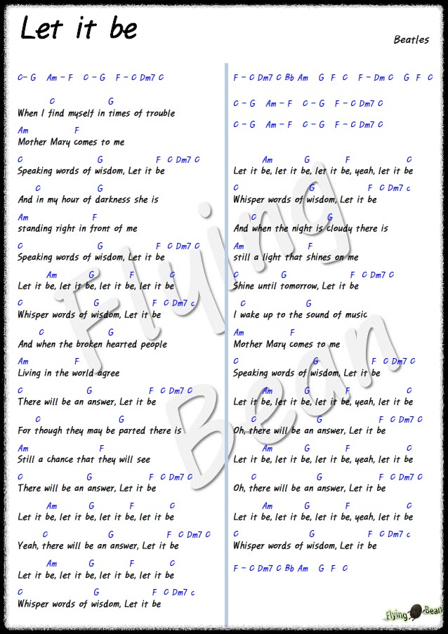 Beatles-Let-it-be-가사-코드-악보
