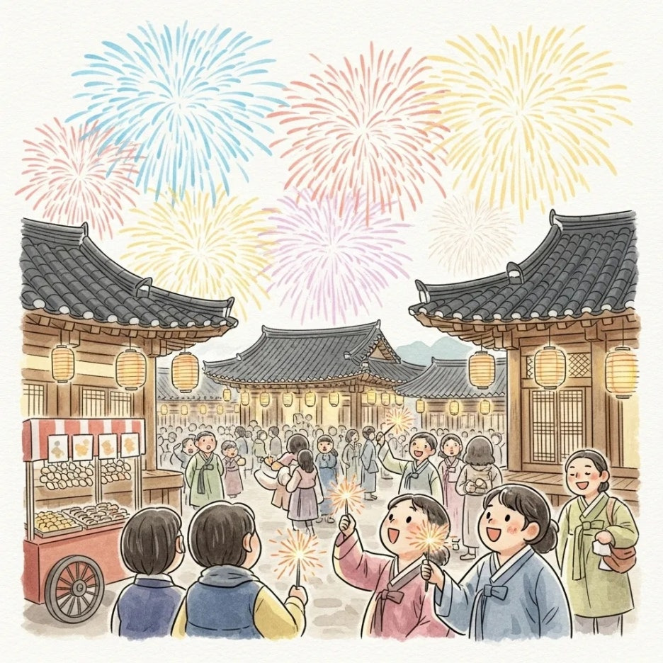 새해를 맞이하며 터지는 전주 제야축제의 불꽃.
