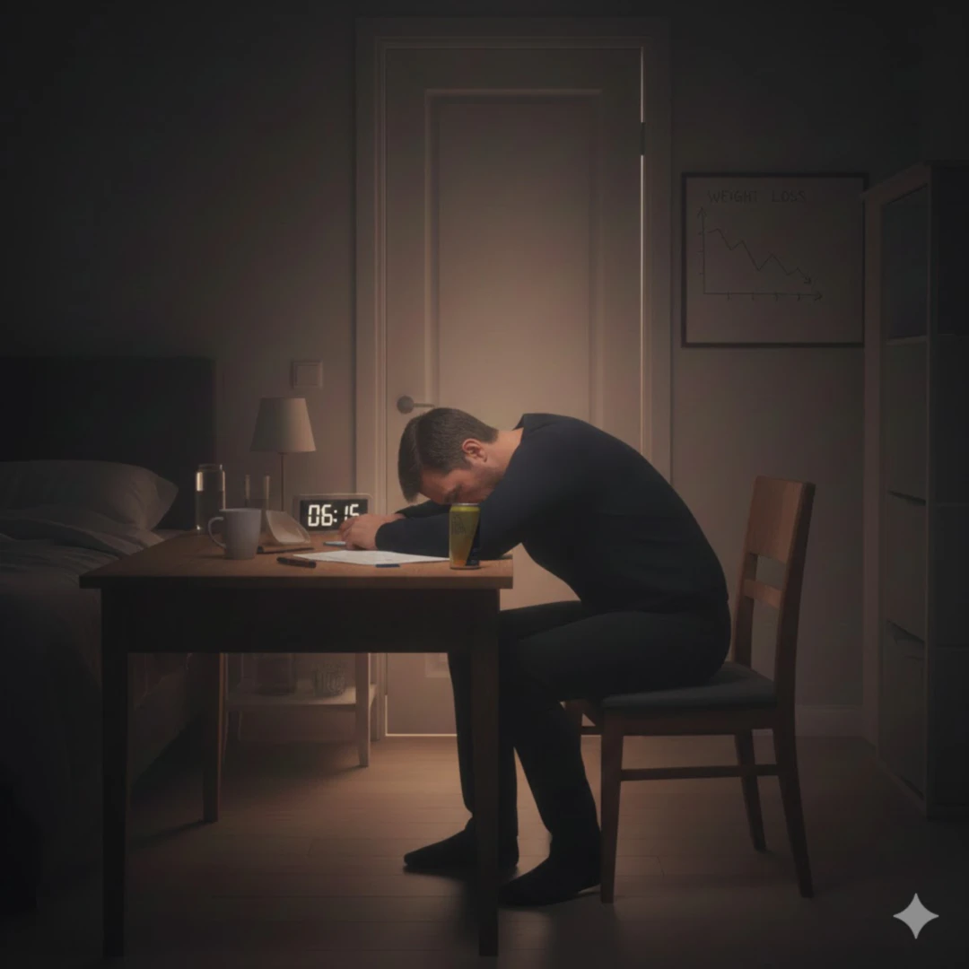책상에 엎드려 있거나 의자에 기대어 깊은 한숨을 쉬는 사람의 모습입니다. 주변에는 커피잔이나 에너지 드링크가 놓여 있지만, 여전히 축 처진 어깨와 눈 밑의 다크서클이 극심한 피로감을 보여줍니다.