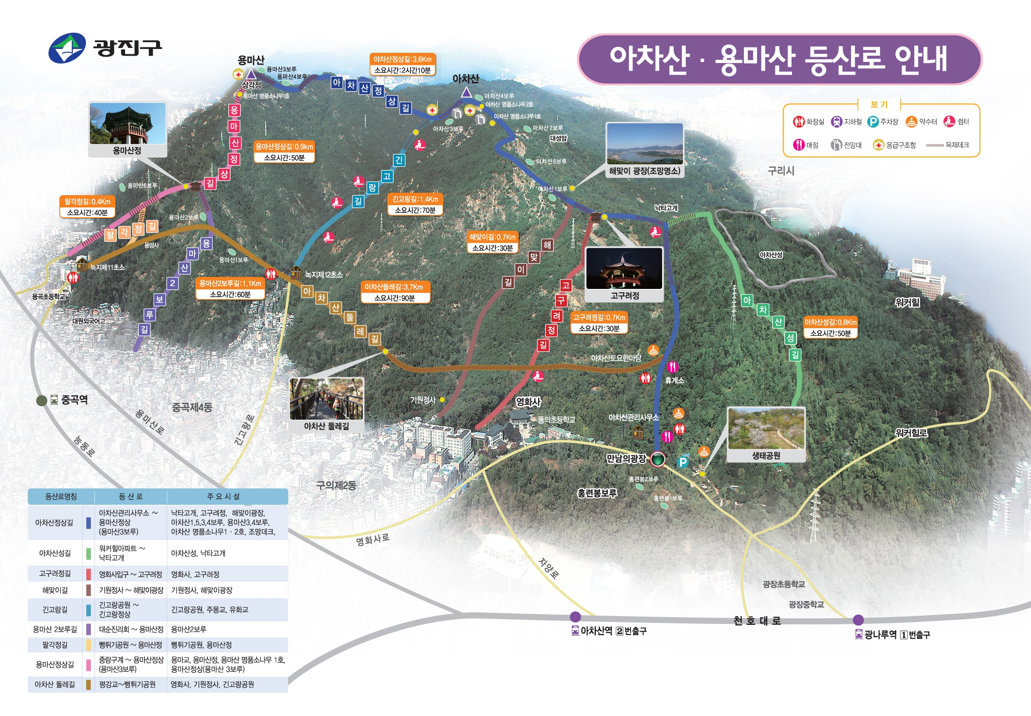 아차산 용마산 등산코스 지도 JPG 다운로드