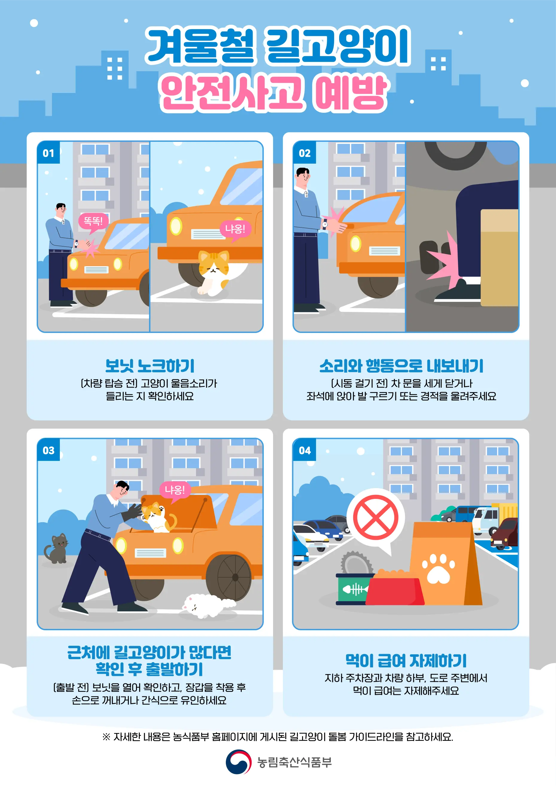 겨울철 차량 탑승 전 필수! '생명을 살리는 길고양이 노크 캠페인' 소개!
