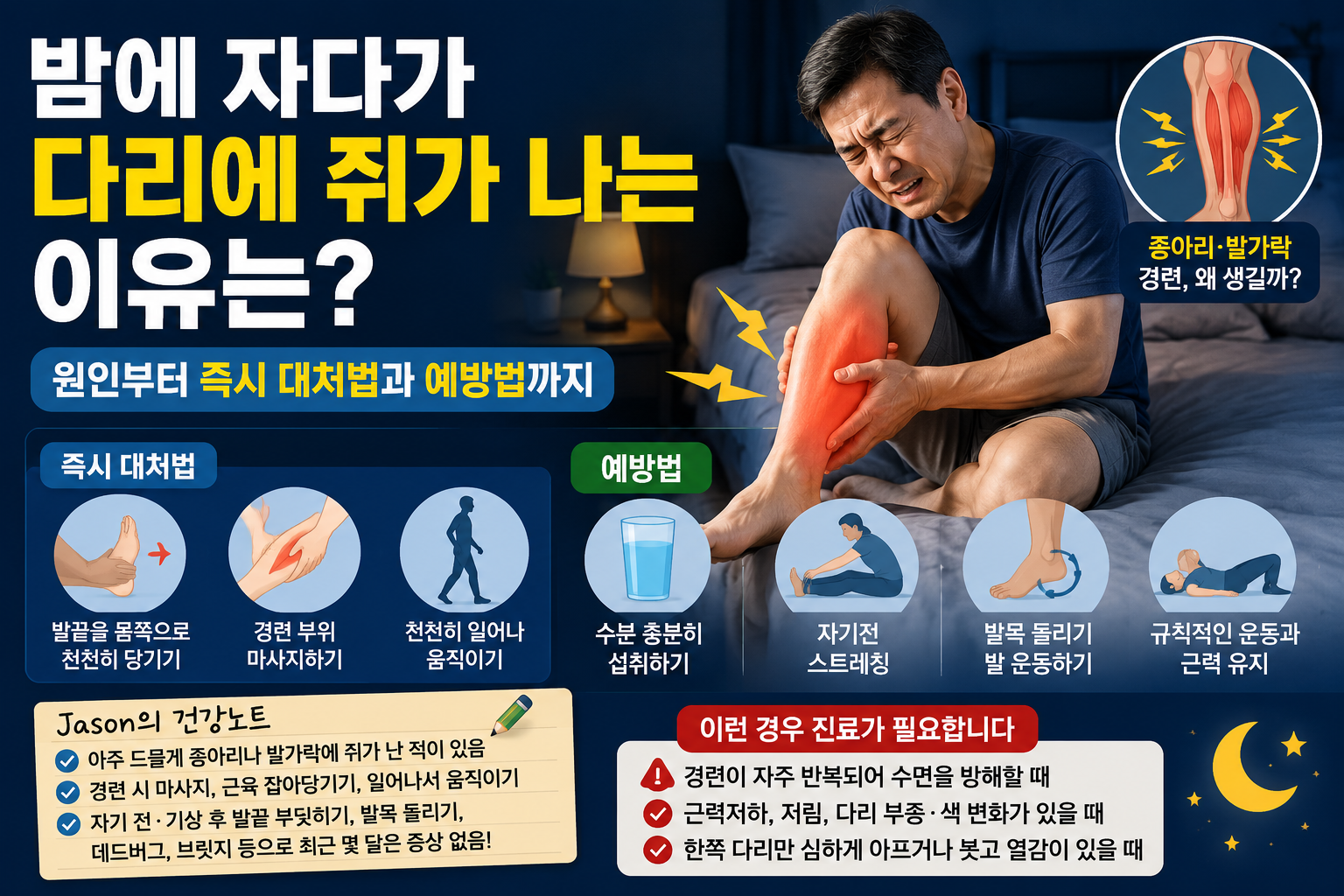 자다가 다리에 쥐가 나는 이유와 대처법