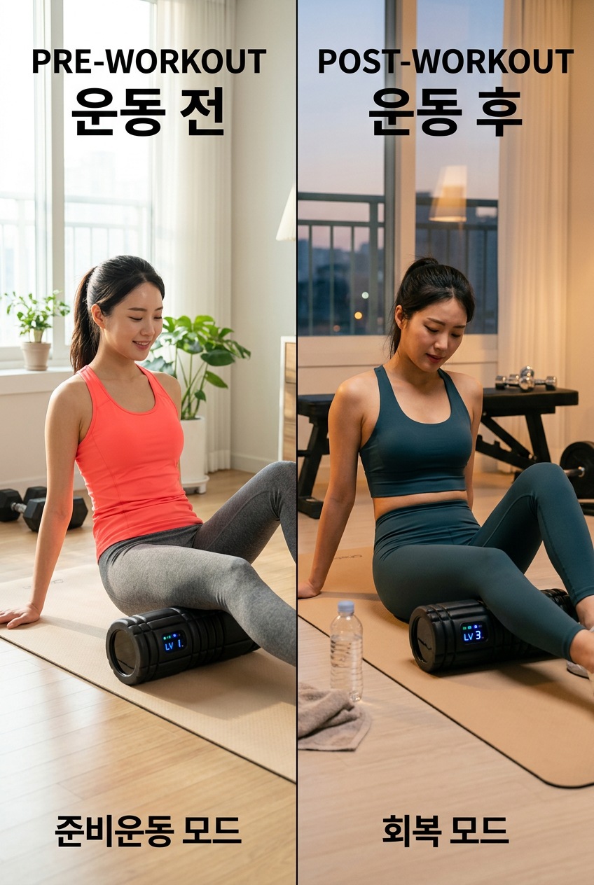 진동 폼롤러 추천 운동 전후 사용 효과 비교
