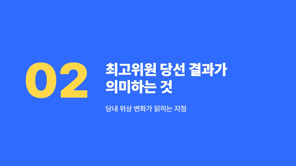 최고위원 당선 결과가 의미하는 것 — 당내 위상 변화가 읽히는 지점