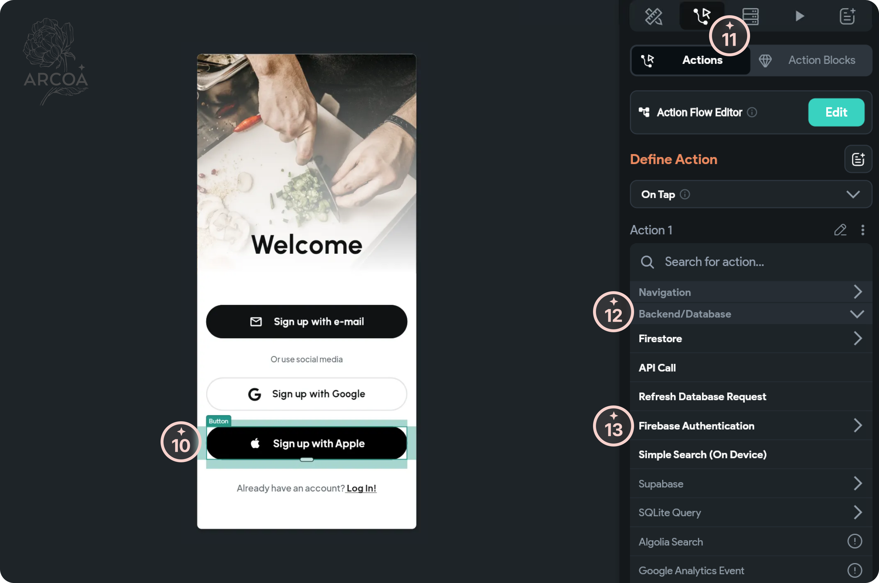 그림 9. FlutterFlow - Apple Auth 연결 화면