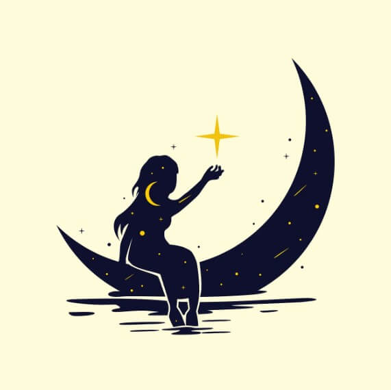 달 위에 앉아 있는 여인