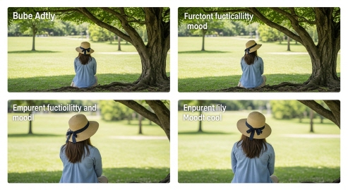 공원 나무 아래에서 모자를 쓴 여성의 휴식