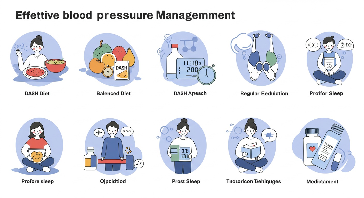 다양한 혈압 관리 방법 일러스트