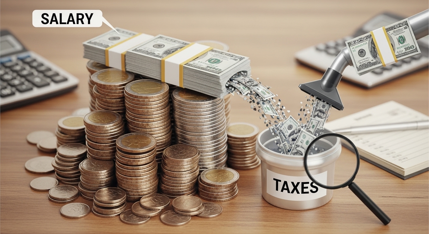 월급에서 세금이 빠져나가는 이미지