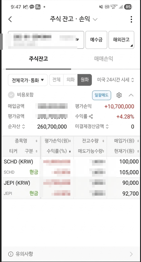 SCHD에 1억6천, JEPI에 9천정도 3년째 투자중 사진