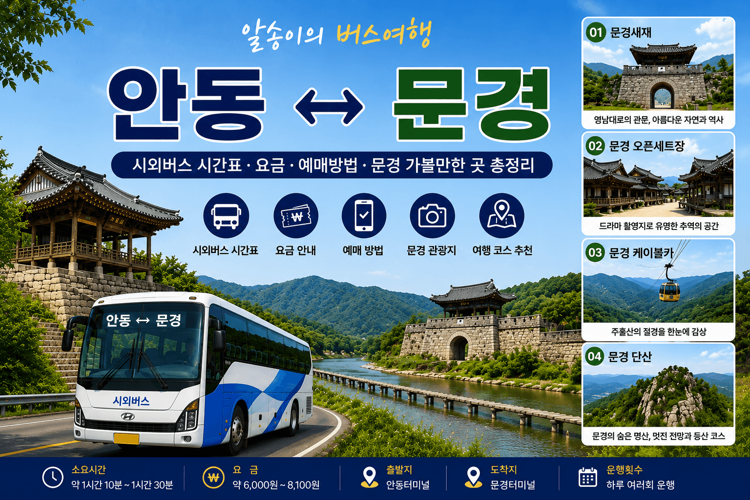 안동과 문경을 잇는 시외버스와 문경 단산