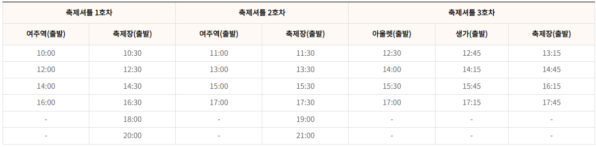 여주도자기 축제 셔틀 정보