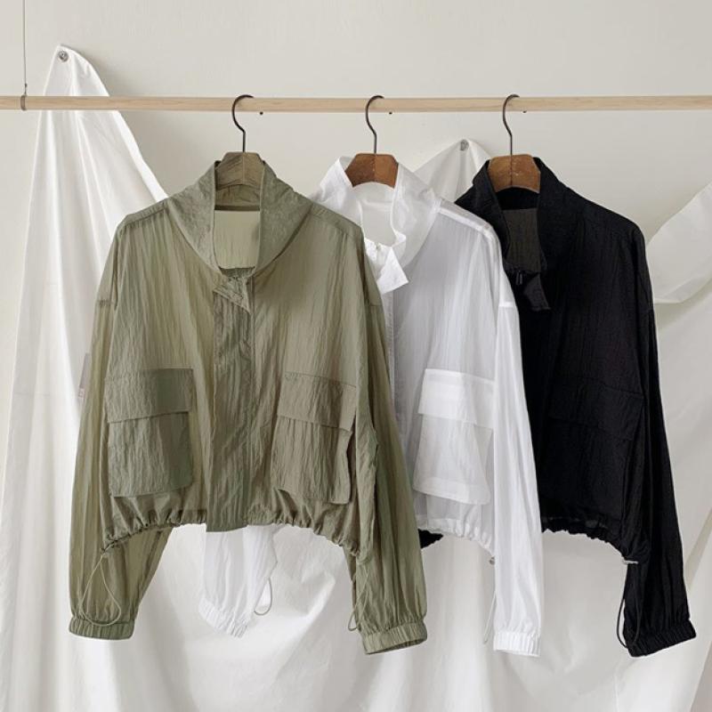 레인 차이나카라 루즈 오버 핏 숏 점퍼 아우터 여성 봄 여름 바람막이