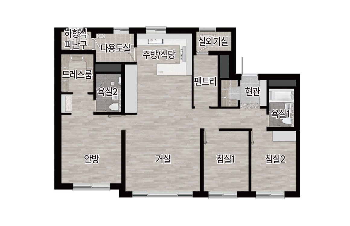 인천 계양 롯데캐슬 파크시티 2단지 - 84A 평면도