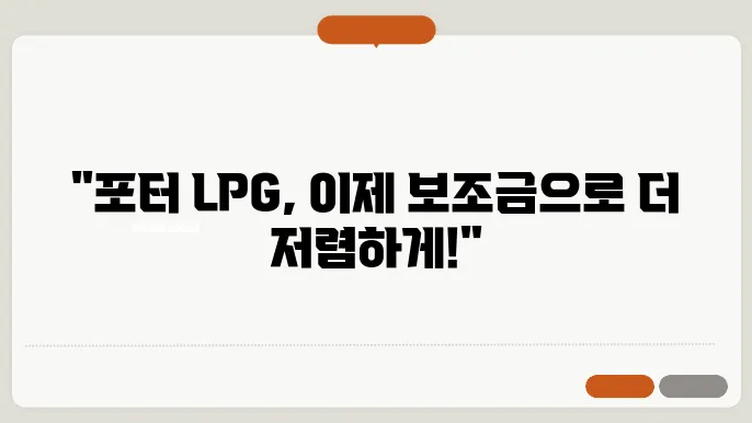 포터 lpg 보조금 개요