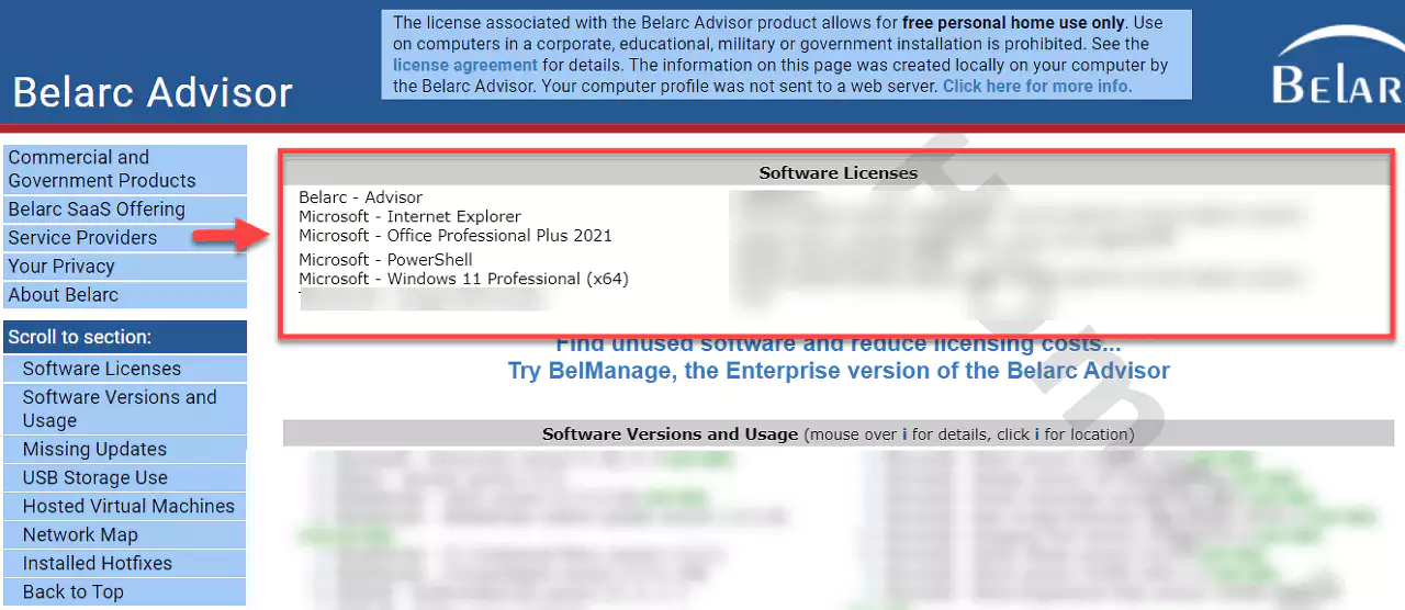 belarc advisor ms오피스 제품키 확인