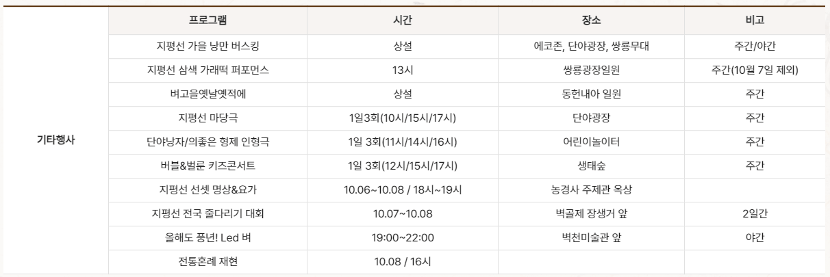 2023김제지평선축제 행사일정표