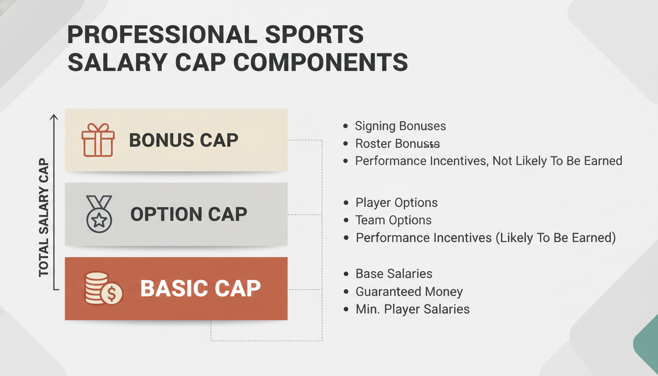 여자배구 V리그 샐러리캡의 기본, 옵션, 보너스캡 구성 요소를 보여주는 인포그래픽