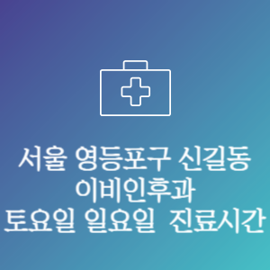 서울 영등포구 신길동 이비인후과 주말 토요일 일요일 문여는 병원 진료시간