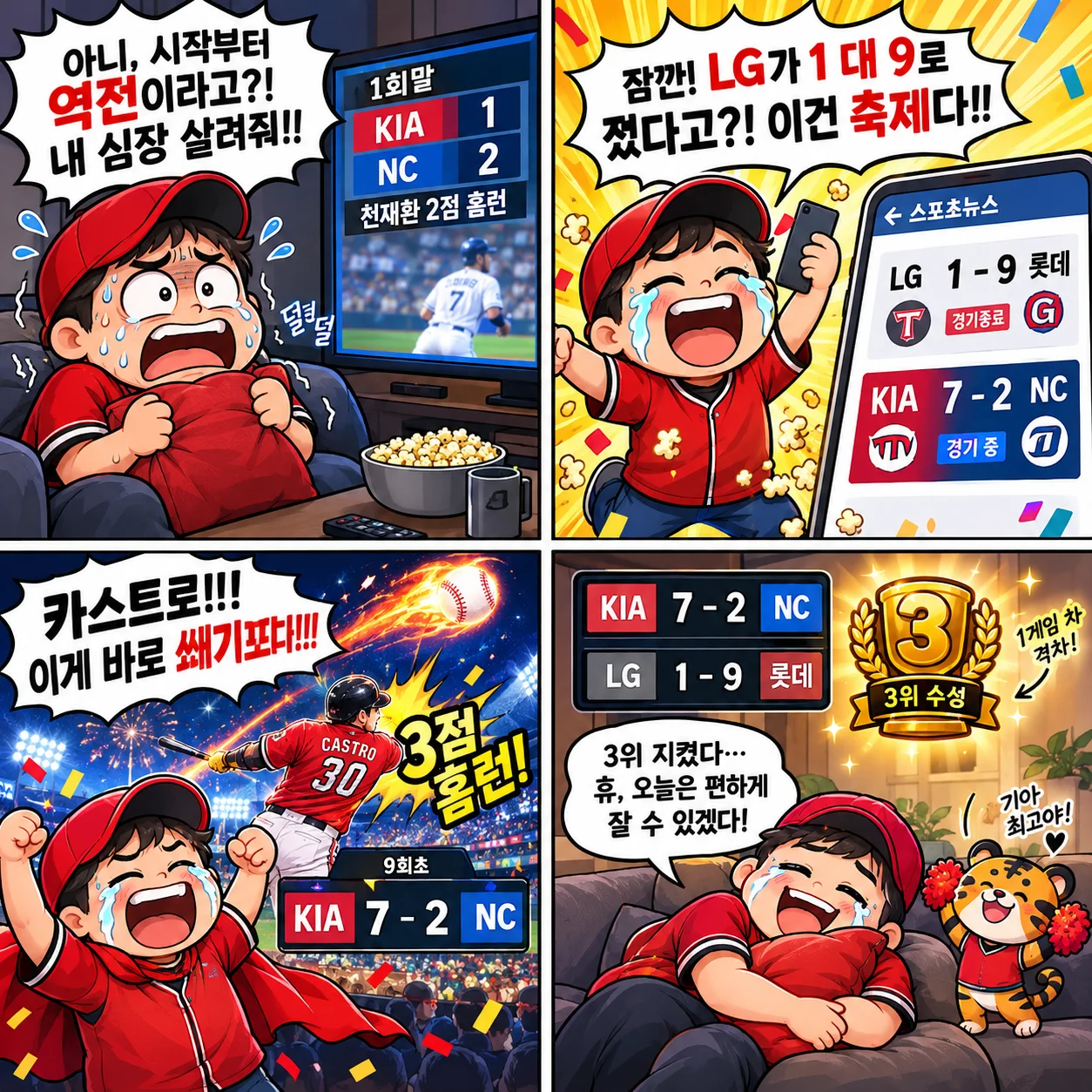 2026년 10월 9일 기아 VS NC 경기 결과, 4컷 만화