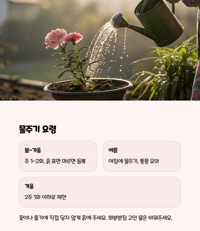 카네이션 화분 물주기