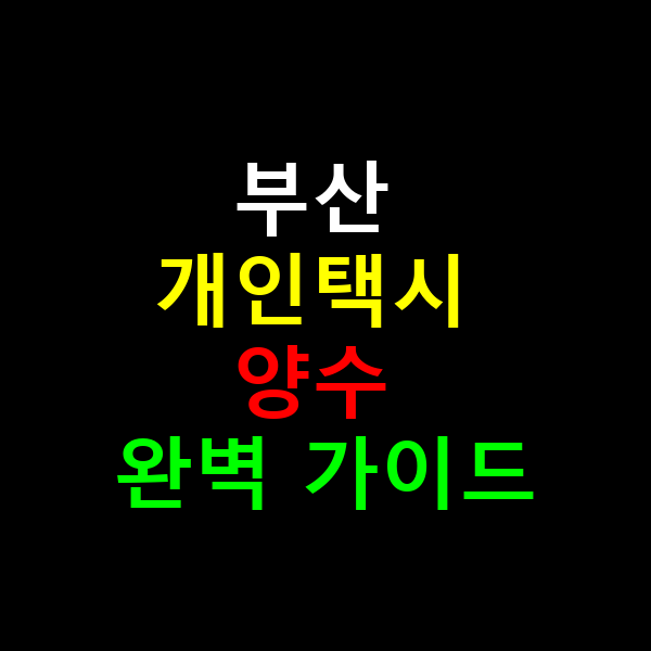 부산 개인택시 양수 완벽 가이드