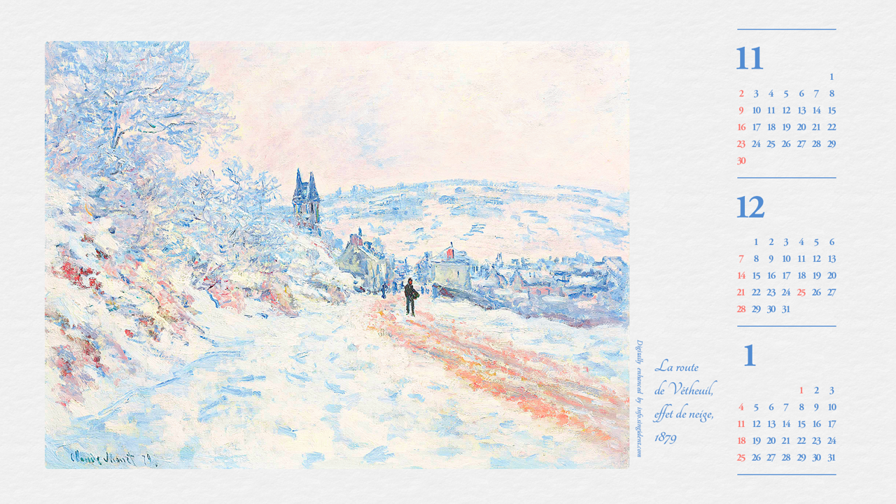 04 베퇴유로 가는 거리, 눈 내린 풍경 B - 2025년12월 노트북배경화면