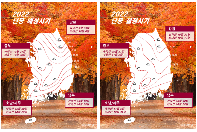 웨더아이-단풍예상-지도