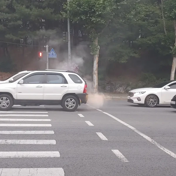 자동차 배기구 흰연기 나는 이유
