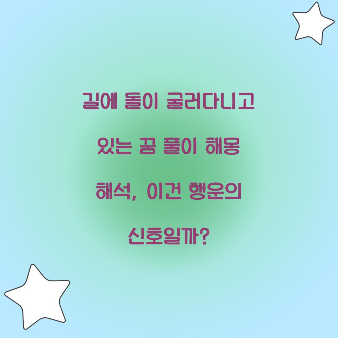 길에 돌이 굴러다니고 있는 꿈 풀이 해몽 해석