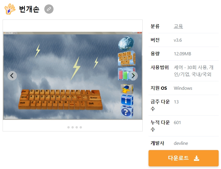 번개손