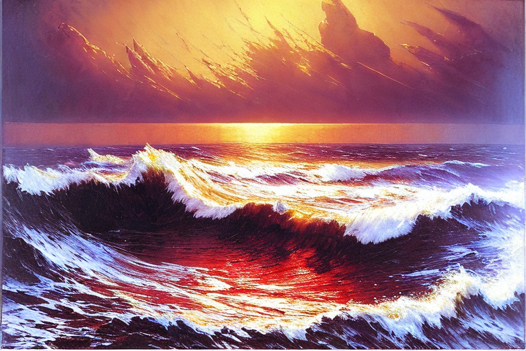 Playground AI로 생성한 그림(1) - 붉은 바다