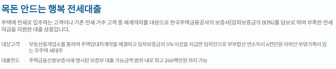 신한은행 목돈 안드는 행복 전세대출에 관한 내용이다