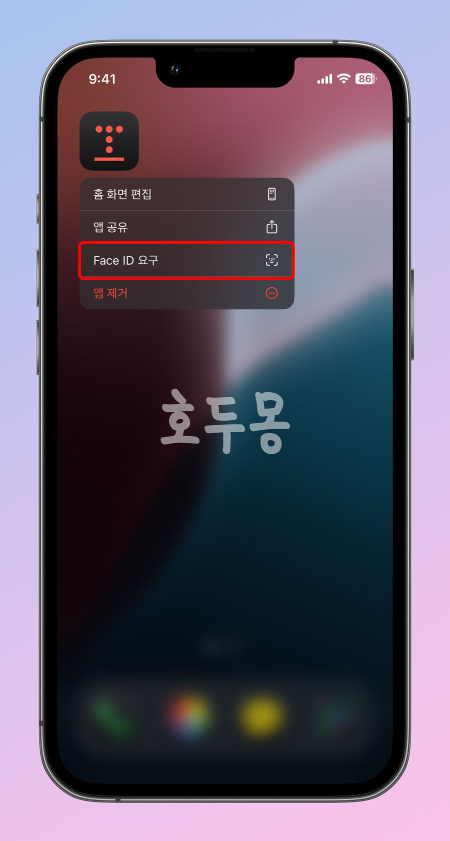 잠그려는 앱 선택