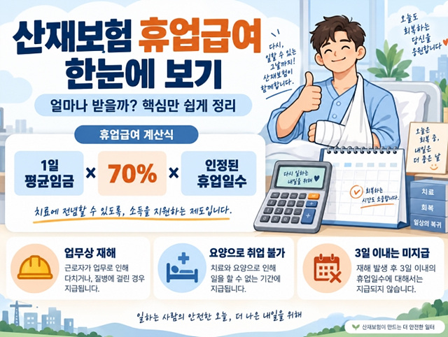 산재보험 휴업급여 얼마나 받을까｜신청조건&middot;계산방법
