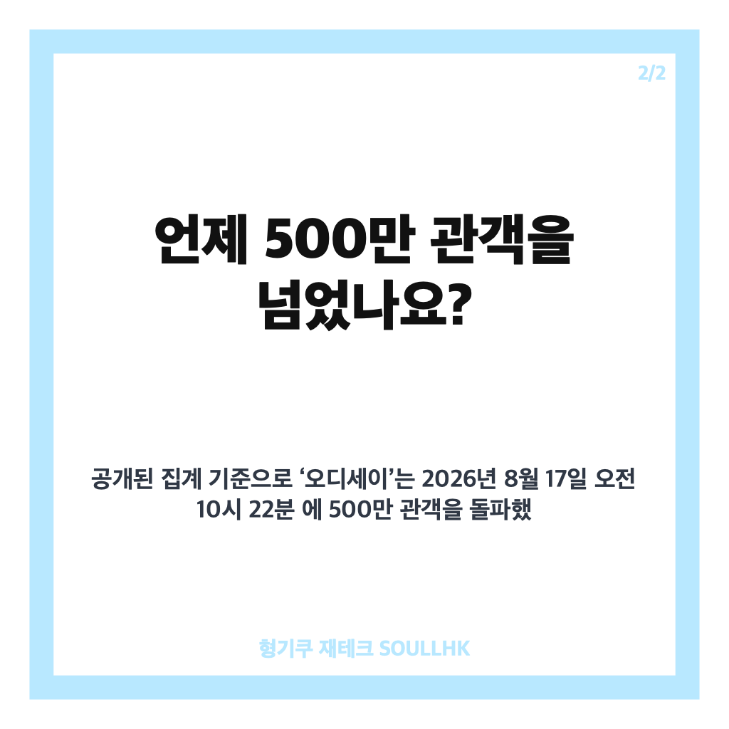 오디세이 500만 돌파, 개봉 13일 만에 세운 국내 흥행 기록 카드뉴스 3