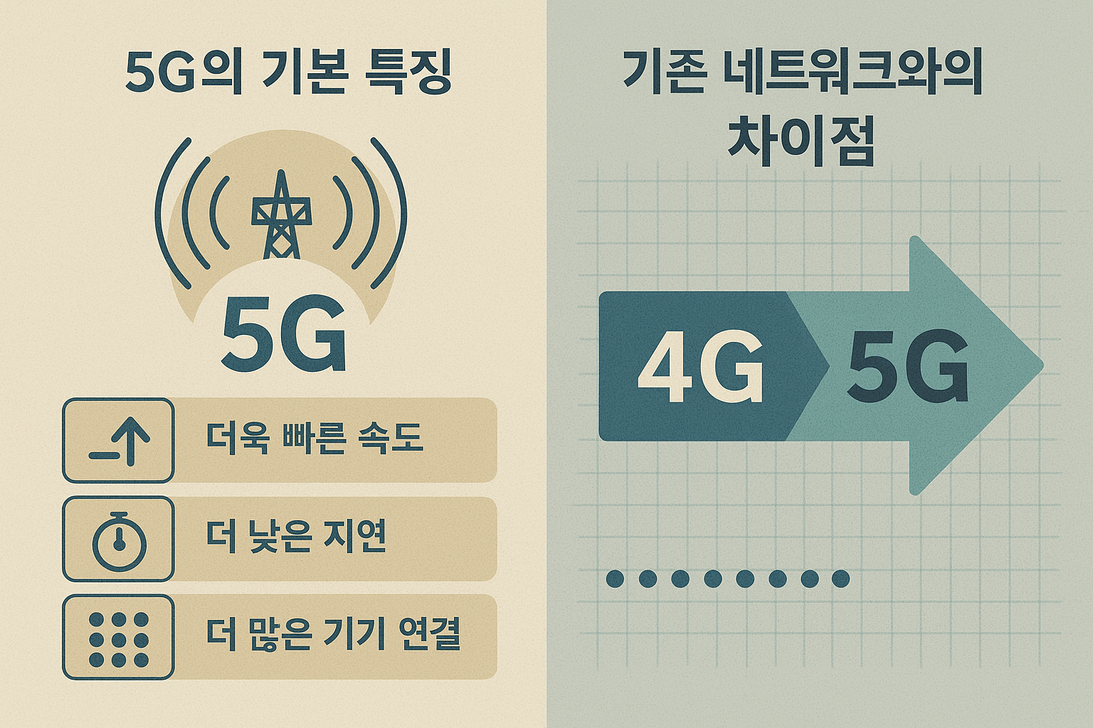 5G의 기본 특징과 기존 네트워크와의 차이점