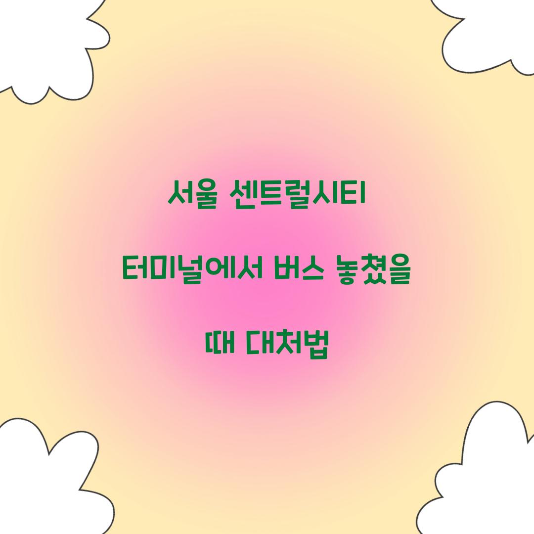 서울 센트럴시티 터미널에서 버스 놓쳤을 때 대처법