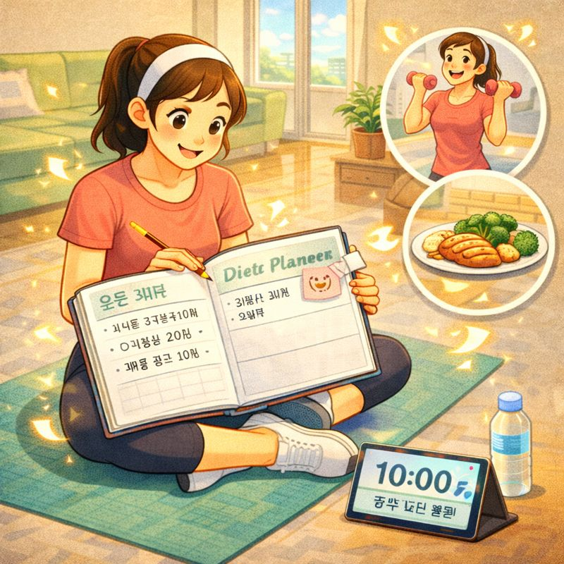 다이어트 플래너와 함께하는 홈트 기록법