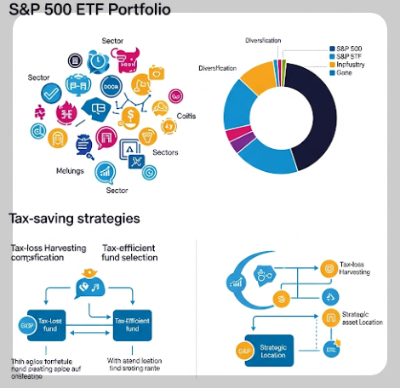 S&amp;P500 ETF 포트폴리오와 세금 절세 전략을 시각화한 이미지