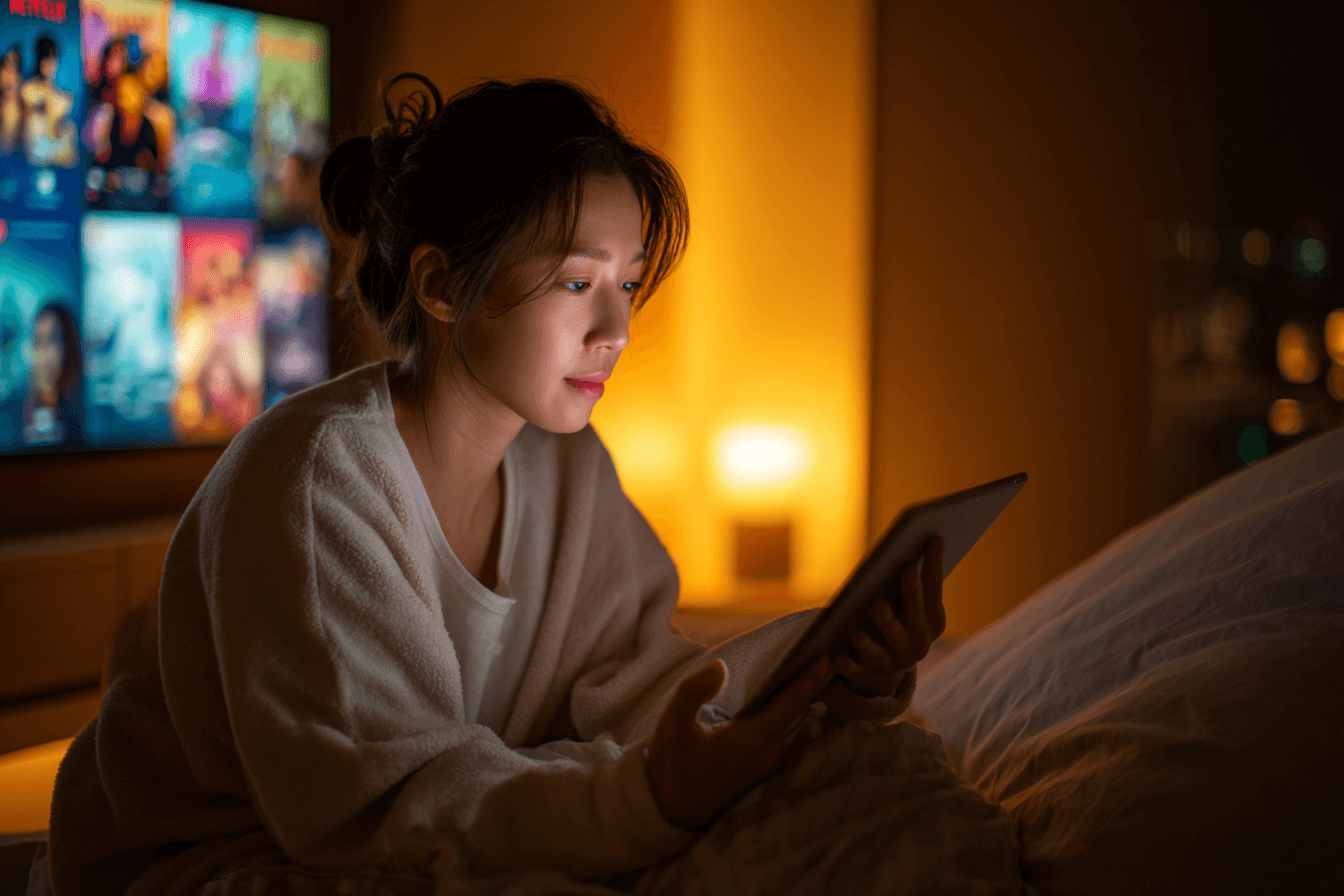 티빙을-시청중인-여성